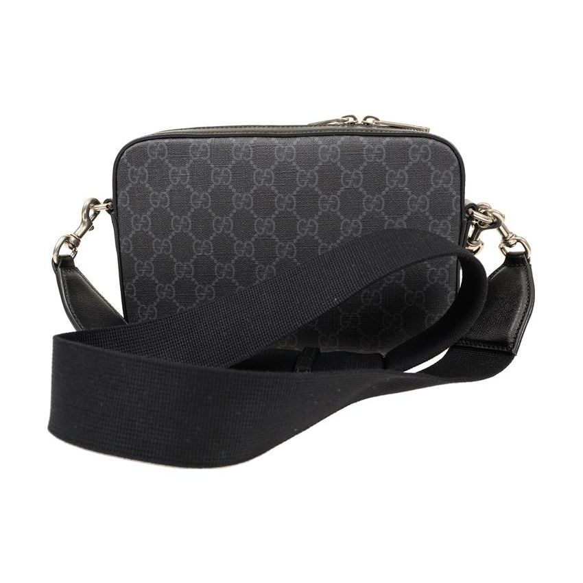Gucci GG Monogram Canvas Messenger Crossbody Bag In Black For Unisex Daily Use