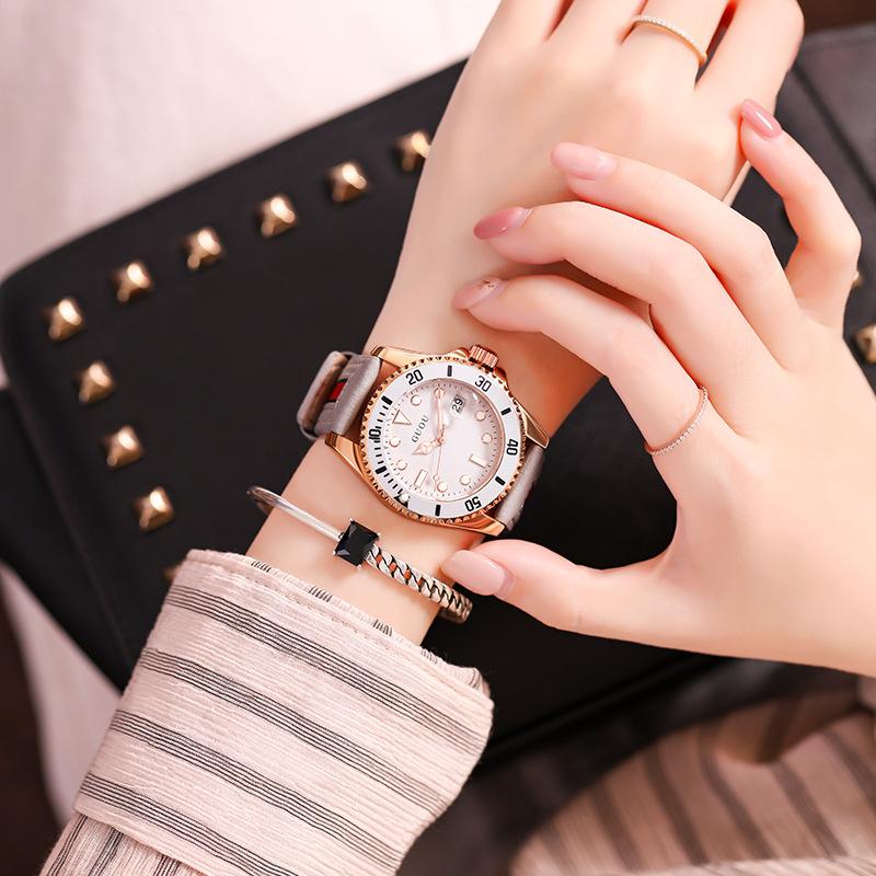 Watch Women's Belt Ribbon Fashion Trend Large Dial Women's Watch Casual Student Waterproof Calendar