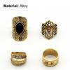 4Pcs/Set Unisex Rings Wide Ethnic Style Hollow Carved Pattern Knuckle Rings Jewelry Accessories