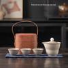 Chinese Style Ash Glazed Portable Travel Tea Set