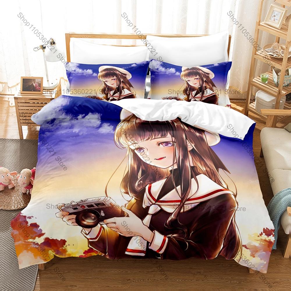 Sweet Magical Girl Tomoyo Daidouji Manga Art Print Bedding Set 3in1 1 Duvet Cover 2 Pillowcases Soft Household Bed Textile