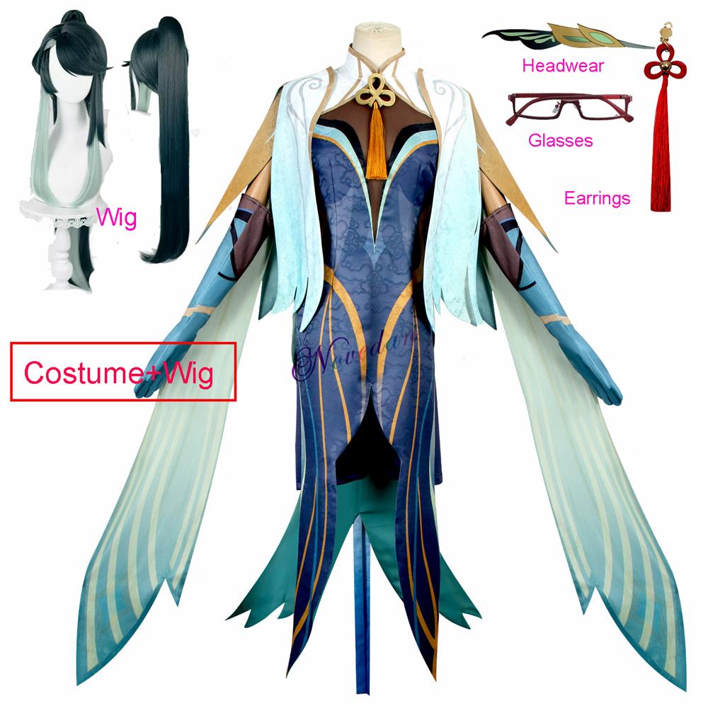 Игра Genshin Impact Cloud Retainer Косплей Костюм Парик Аниме Хэллоуин Вечеринка Женское Платье Accesspries Полный Комплект Костюм Для Ролевых Игр