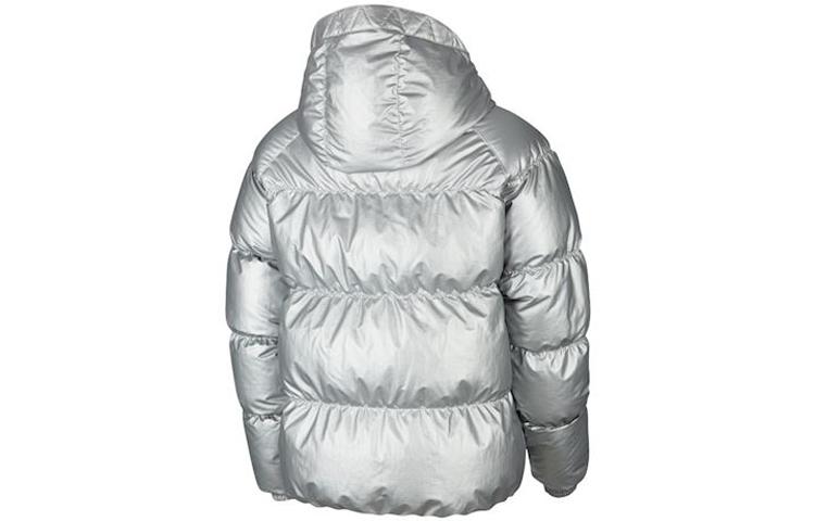 Nike Мужские пуховики Серебристый с капюшоном Умеренный пуховик BV4709-096