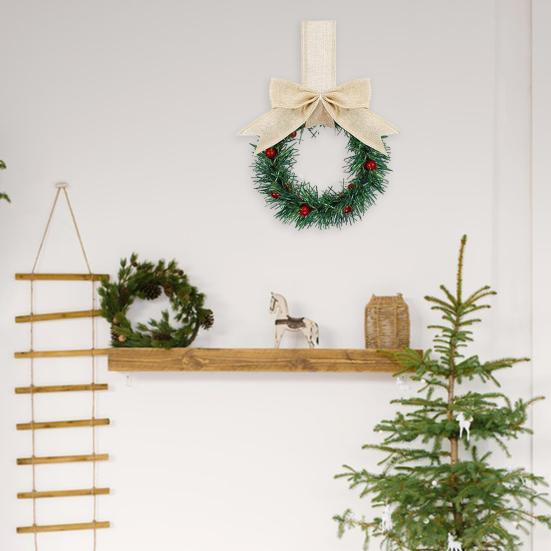 Мини рождественские венки для шкафов венки с лентами банты ягоды искусственные сосновые иголки венки для входной двери окна кухонные шкафы декор