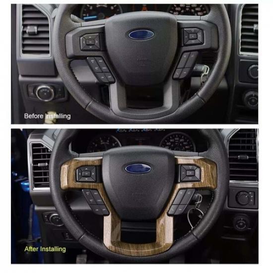 Панель отделки рулевого колеса автомобиля под текстуру дерева для Ford F-150 2015-