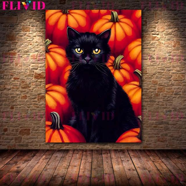 Хэллоуин Тыква Арт Принт Скелет Монстр и Призрак Стена Искусства Картина Маслом Готический Темный Языческий Плакат