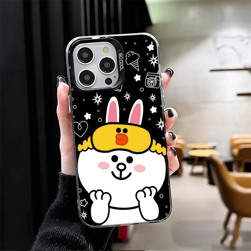 Cartoon Bear Brown Rabbit Soft Phone Case for iPhone 15 16 17 Pro Max 17Air 16E 14 Plus 13 12 Mini Shockproof Cover Back Shell