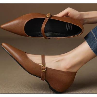 Новая Мода Женские Туфли на Грубом Каблуке Весна Квадратный Носок Мелкий Вырез Замша Металлическая Пряжка Противоскользящие Износостойкие Туфли с Низким Верхом