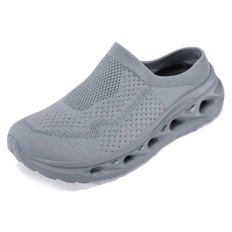 Breathable wide-headed shoes, flying-woven sports shoes, casual couple's hiking non-slip barefoot half-tray socks shoes