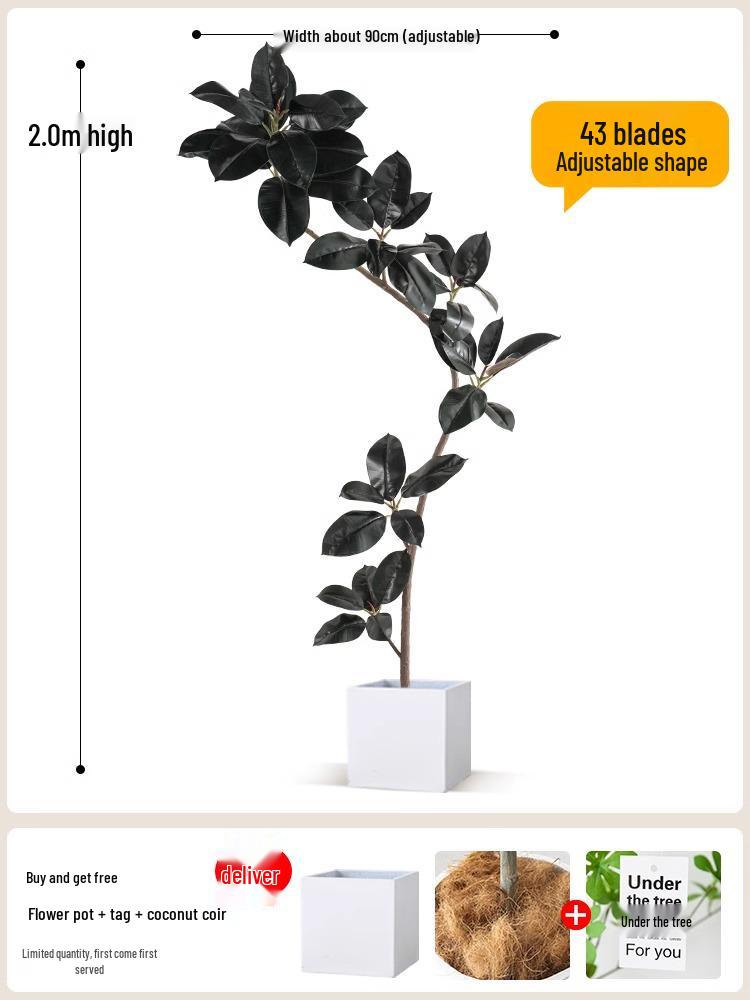 Роскошное искусственное дерево Фикус Эластика Черное Золото: Комнатное украшение и напольное украшение