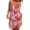 Women Beach Dress Sling Sleeveless Loose Waist Mini Dress Ocean Pattern Summer Vacation Dress Holiday Outfit