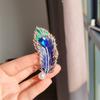 High-End Creative And Personalized Retro Style Peacock Feather Brooch, Colorful Oil Drop Diamond Corsage Clothing Accessories