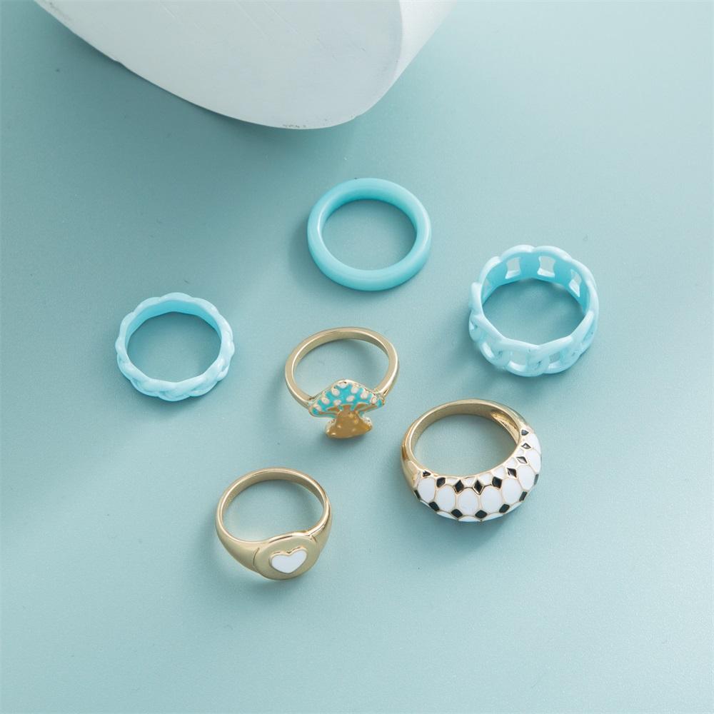 Набор красочных колец, модное сердце, металлическое сердце ярких цветов для женщин, винтажные масляные кольца, комплект ювелирных изделий на палец