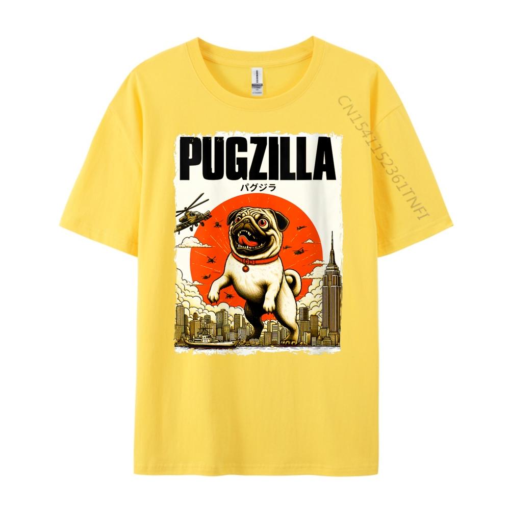 Womens Funny Pugzilla Dog Lover Funny Japanese Pug Dog Lover Unisexs Designer T Shirt Unisex Clothes Camisetas Hombre Hip Hop
