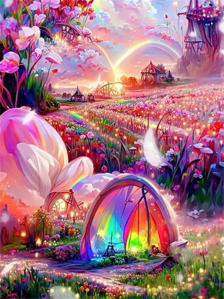 Набор для алмазной живописи «Цветочная фантазия» Полный квадратный круглый вышитый мозаичный дом Пейзаж Домашний декор