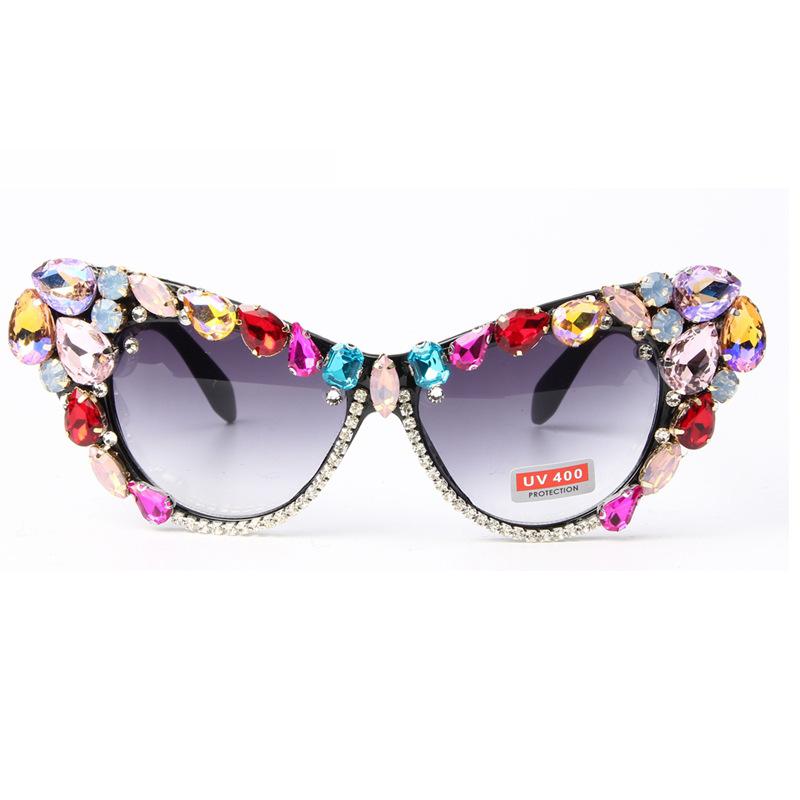 Oversize Cat Eye Diamond Sunglasses Women Brand Designer Luxury Crystal Sexy Sun Glasses For Ladies Gorgeous Eyeglasses Feminino