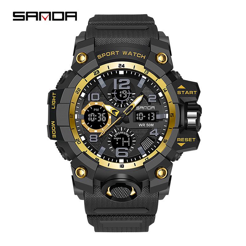 Sanda Teen Multi-functional Waterproof Sports Watch with Alarm & Luminous Display
