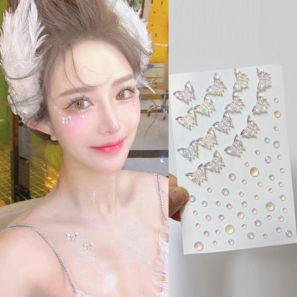 Colorful 3D Face Jewelry Stickers Mixed Eyeliner  Decals Disposable Tattoo Stickers  Party