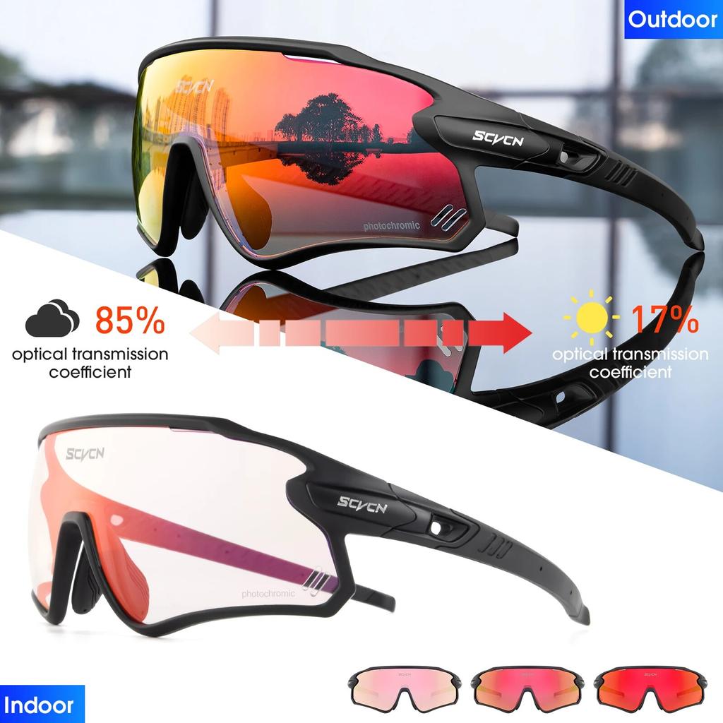 Photochromic Sunglasses for Men Cycling Glasses Women Outdoor Sports Bicycle UV400 Goggles Climbing MTB Road Bike Eyewear
