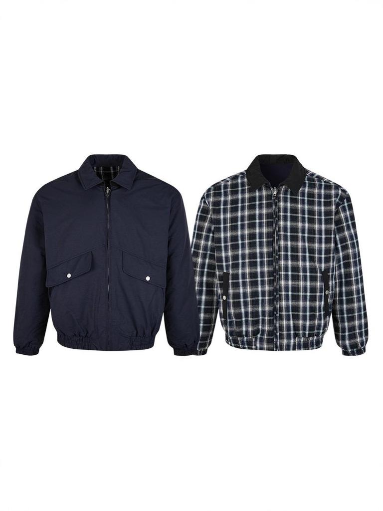 EME Yisheng Yi Ретро Клетчатая Двусторонняя Куртка с Лацканами для Мужчин: Стиль «Старые деньги», Верхняя одежда Осень/Зима