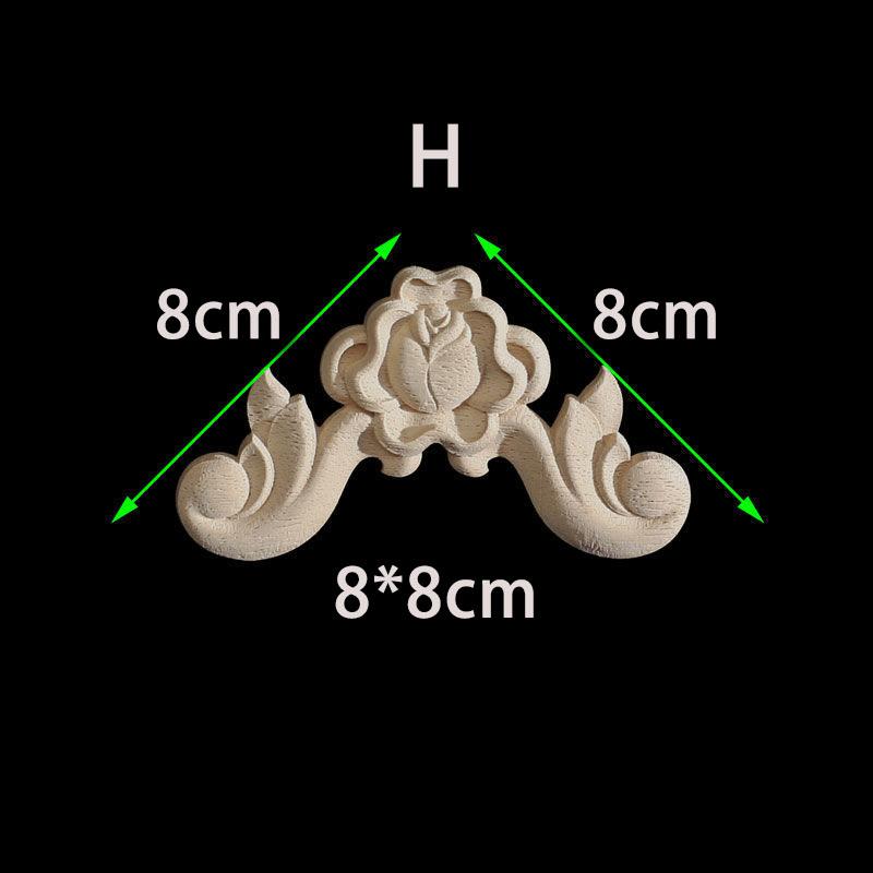 Unpainted Wood Carved Decal Corner Onlay Floral Appliques for Furniture Home Decoration Accessories Figurines for Decor Flowers