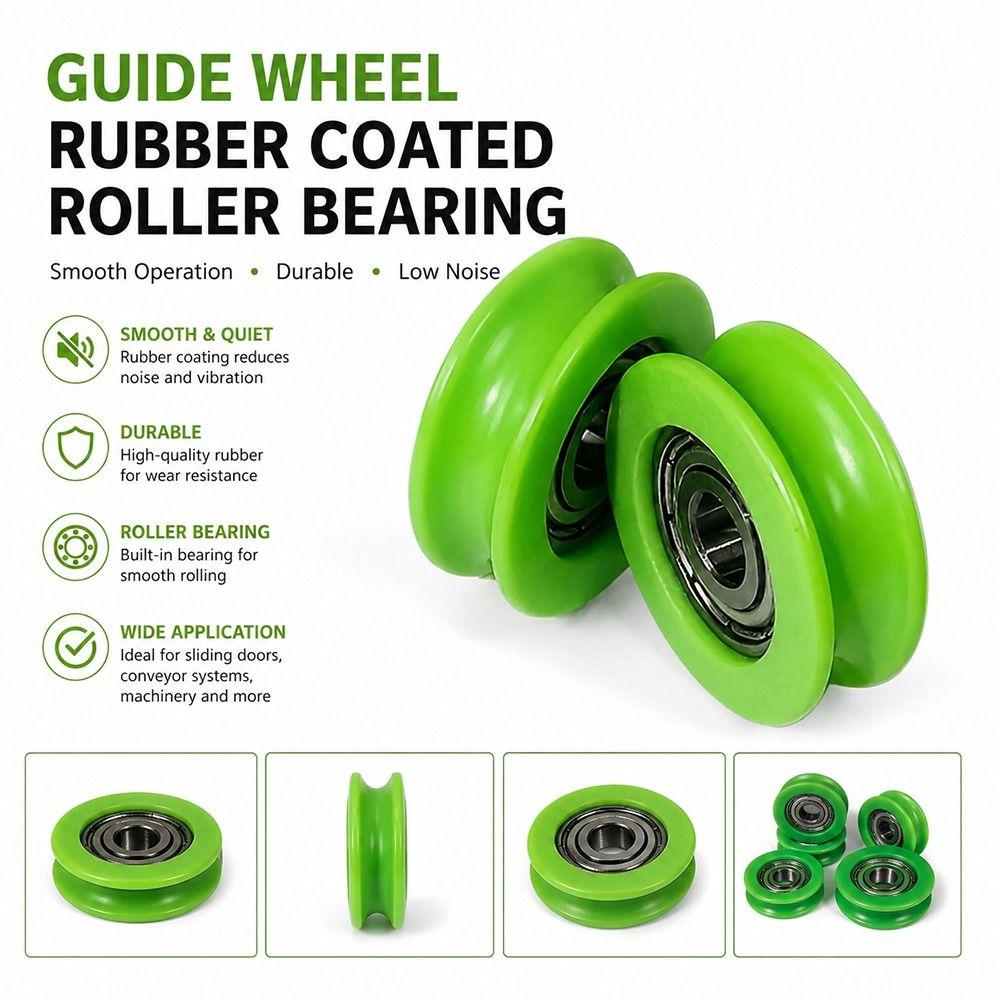10Pcs Nylon POM Bearing Pulley Stainless Steel Rubber-Coated Pulley  for Doors Windows