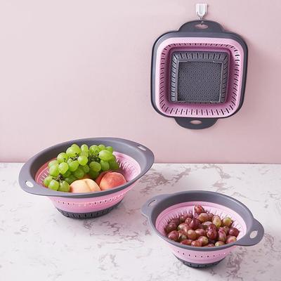 JOYBLISS Складная силиконовая кухонная корзина для хранения Многофункциональная сушилка для фруктов и овощей Складной кухонный бар Дренажный дуршлаг Органайзер