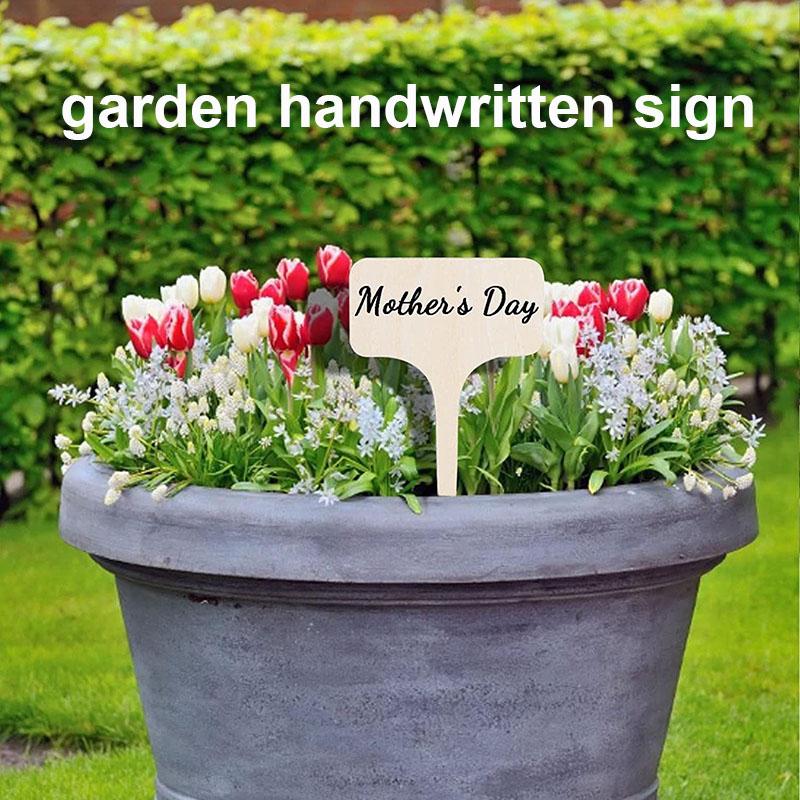 20pcs Wooden T-Shaped Garden Sign, Creative Plant Flower Insert Label Handwritten Landscape Sign For Garden