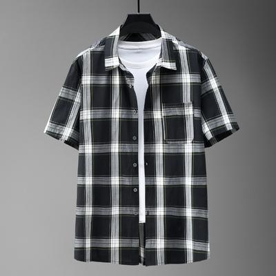 Мужская повседневная рубашка с короткими рукавами свободного кроя больших размеров для лета