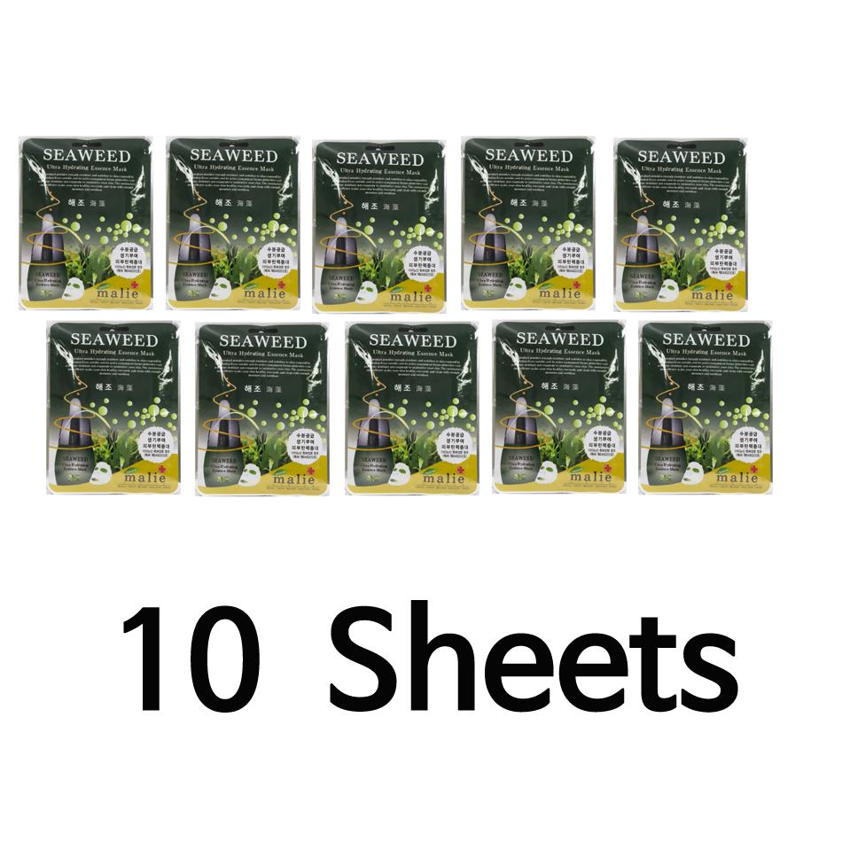 Face Mask Sheet SeaWeed Hydrating Essence Mask Pack Skin Care (10 Sheets and 2 Options) Korean Cosmetics