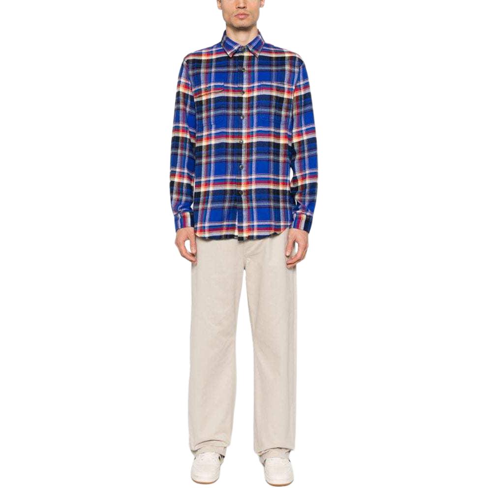 Polo Ralph Lauren клетчатый воротник поло однобортная рубашка с длинным рукавом и закругленным подолом мужские рубашки синий 710918882-001