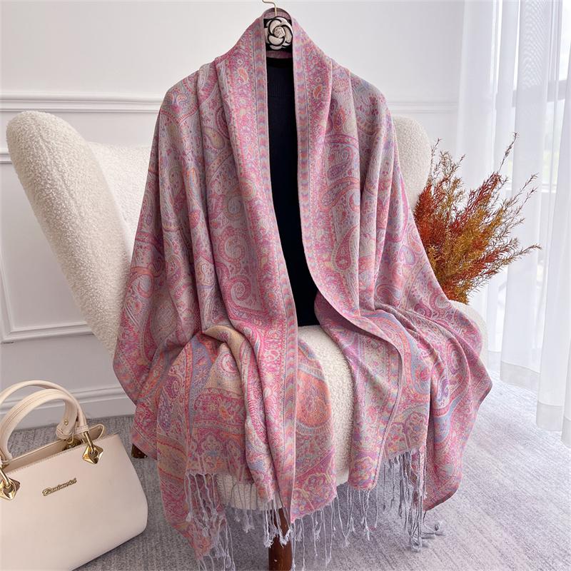 Autumn Bohemian Ethnic Paisley Cashmere Shawls Scarf for Women Warm Jacquard Pashmina Scarves Print Design Lady Foulard Stoles