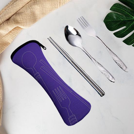 Набор столовых приборов с сумкой на молнии, набор дорожной посуды из нержавеющей стали, вилка, ложка, палочки для еды, прочный чехол для хранения для домашнего ресторана, на открытом воздухе