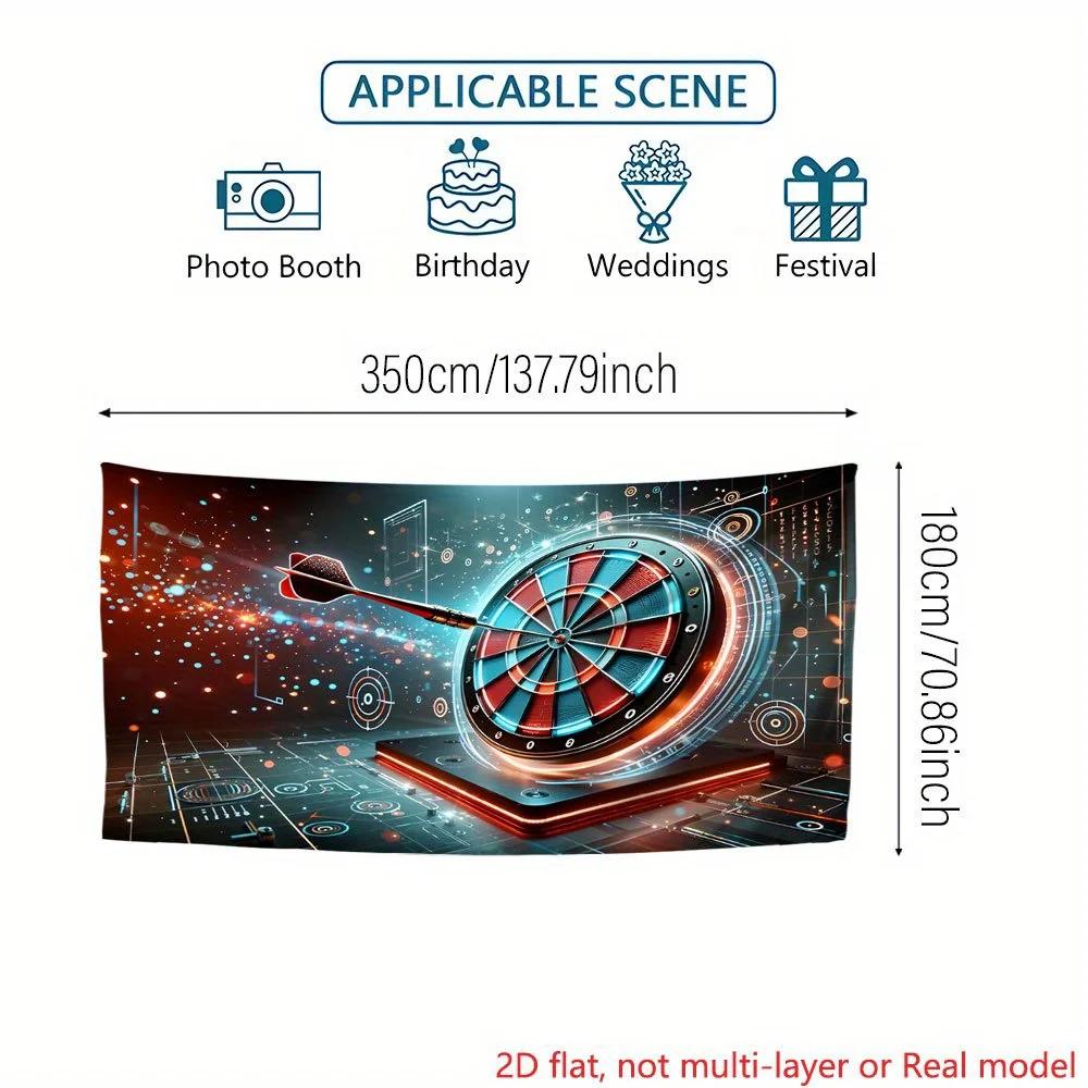 Extra-large 2D flat-print party banner with dartboard center targetDJH