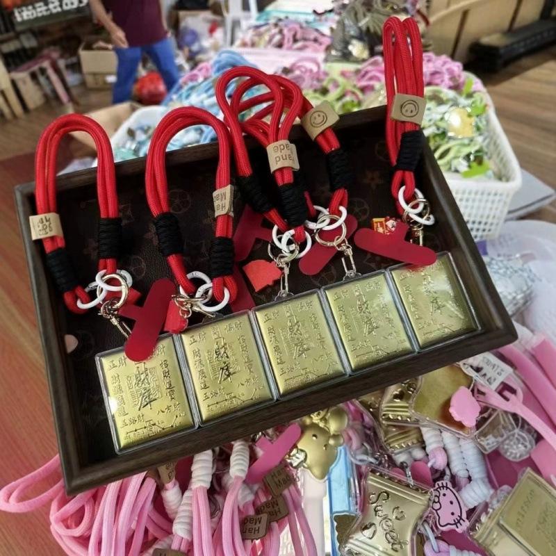 999 Пробное Золото Брелок-Сокровищница: Бог Богатства Мобильное и Автомобильное Украшение для Привлечения Богатства