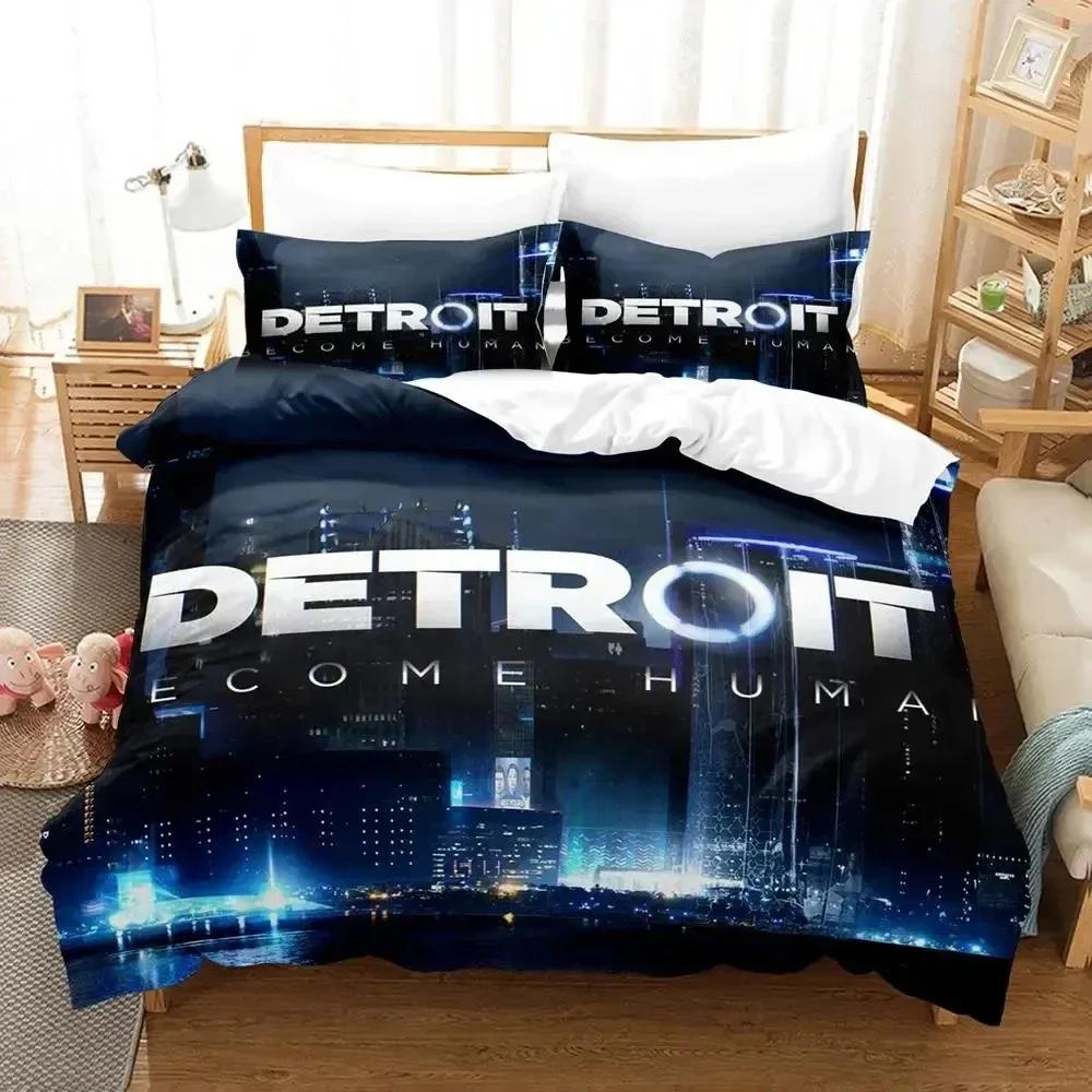 Лучший 3D-принт Игровой Набор Постельного Белья Detroit Become Human Пододеяльник Чехол для Одеяла Наволочка Одеяло Размер King Queen Мальчики Взрослые