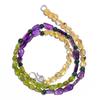 Natural Amethyst Citrine Peridot Gemstone Smooth Beads Necklace 17" UB-4468 UB-4468
