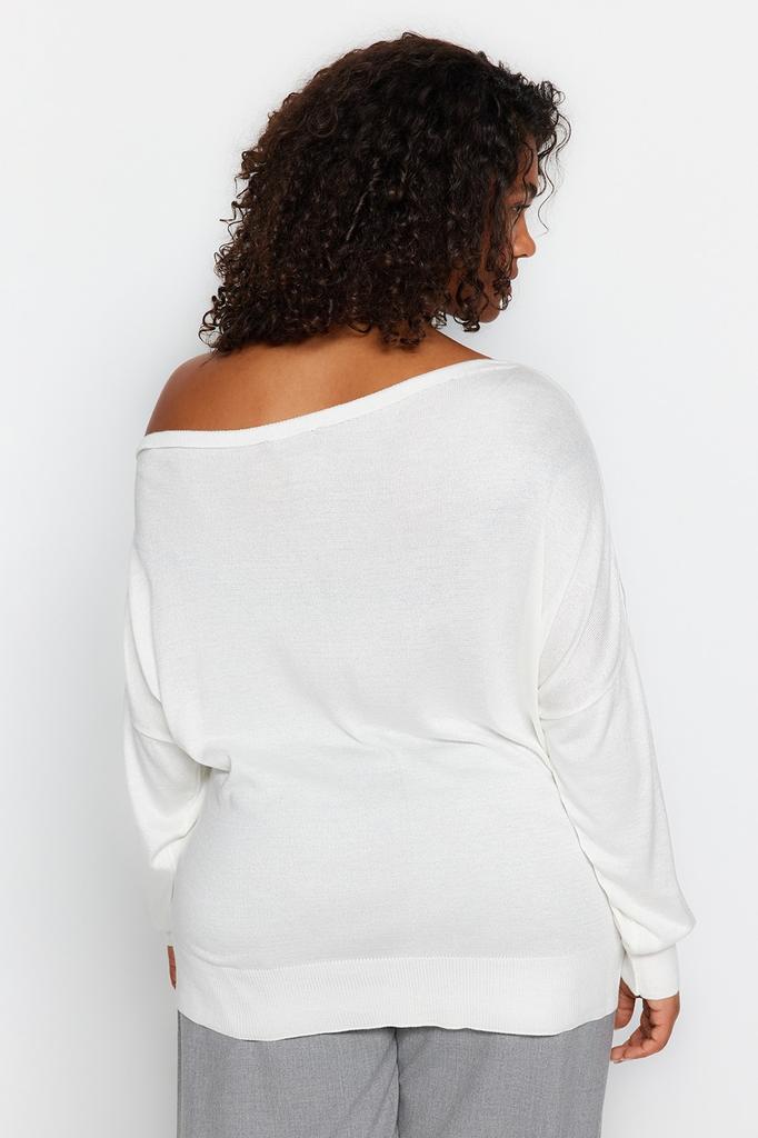 Женская мода, новый свитер большого размера, черный трикотаж с вырезом лодочкой, свитер