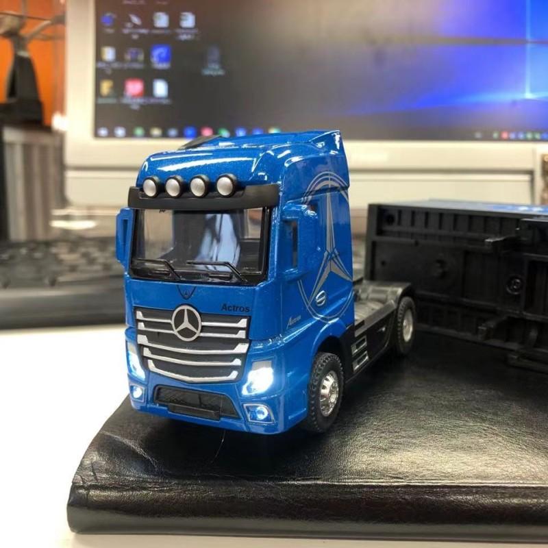 1/50 Alloy Diecast Metal Model Toy Container Truck Pull Back with Sound Light High Simitation Collectibles Kids Cars Toys Gifts