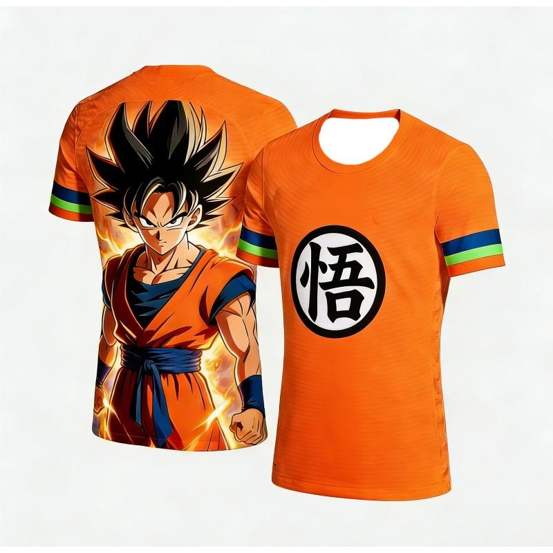 Летняя футболка 2026 года с 3D-принтом Son Goku из Dragon Ball, быстросохнущая, впитывающая пот, больших размеров, мужская, спортивно-повседневная, с коротким рукавом