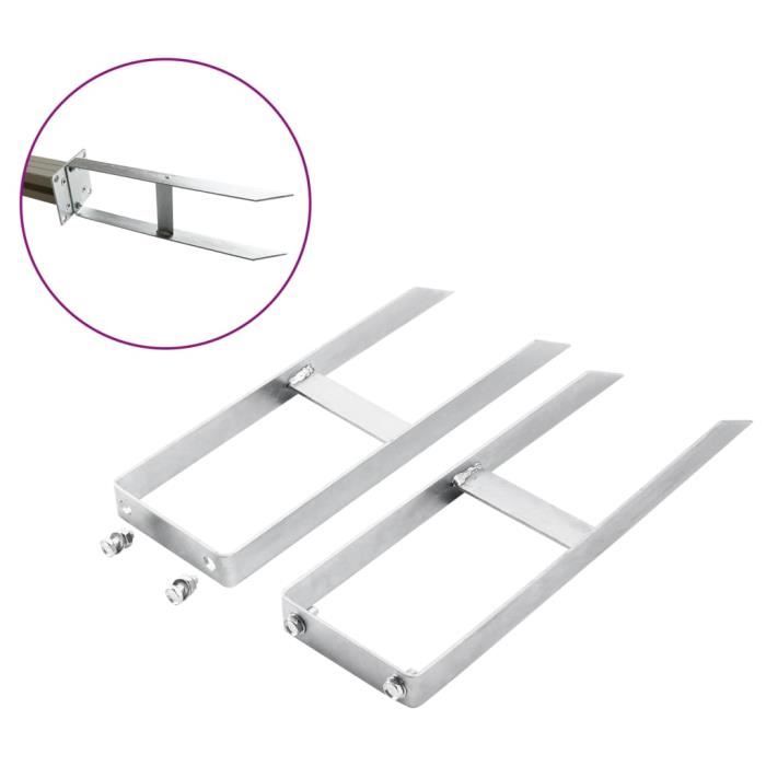 VidaXL Piquets de clôture de sol 2 pcs pour clôture en WPC Acier 40 cm