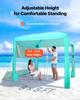 Beach Cabana, 2.4 x 2.4 m Beach Canopy with Side Wall, UPF 50+ Protection Easy Setup Cabana Tent with Sand Pockets, Adjustable Height Portable Shade