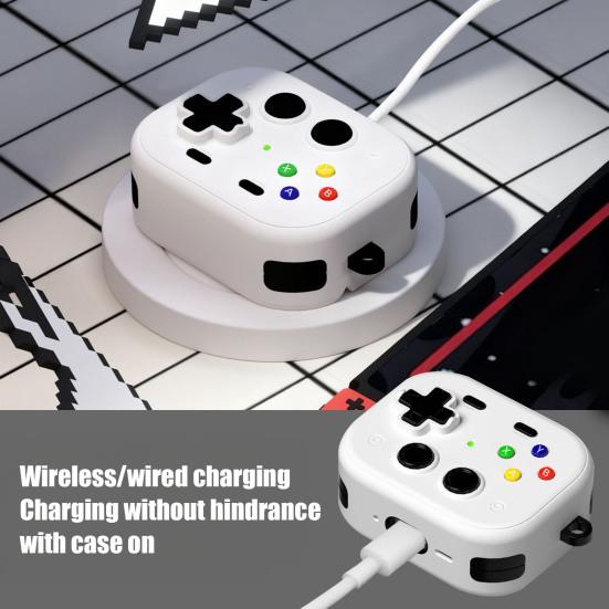 TPU Protective Case with Keychain for Airpods Funny Handheld Game Design Hard Shell Cover with Safety Lock Design for Men