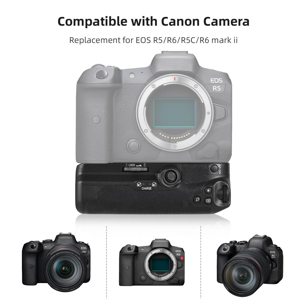 Вертикальный держатель для батарей BG-R10 с двумя слотами для батарей, совместимый с Canon EOS R5/R6/R5C/R6