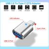 LED USB 3.0 To Type C Adapter OTG To USB C USB-A To Micro USB Type-C Female Connector For Samsung Xiaomi POCO Adapters