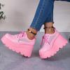 2024 Весна Осень Новые Женские Кроссовки Из Вулканизированной Форме С Поднятием Внутри Кроссовки На Танкетке Розовые Белые Платформы Шнуровка Zapatillas Mujer