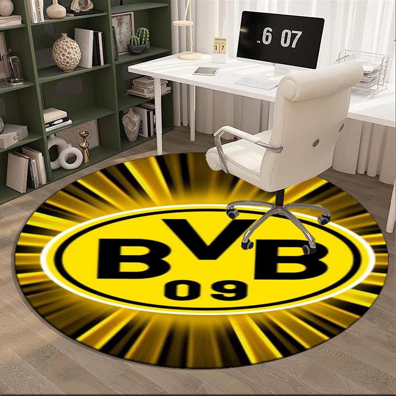 Borussia fcfc Round Rug for Livingroom,Bedroom, Palyroom, Chair Rug, Area rug, Circle Carpet, Large Size Fan Christmas gift
