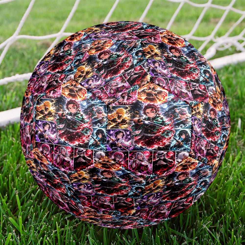 Demon Slayer Print Size 5 Soccer Ball, Standard Match Football for Sports Game and Team Practice, Ideal Gift for Soccer Fans