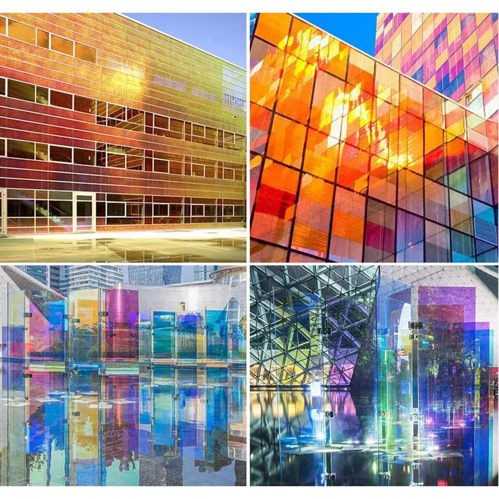 Хамелеон дихроичное строительное стекло тонировка УФ-резка цветная декоративная оконная пленка для торгового центра офис самоклеящиеся витражи