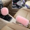 2pcs Car Handbrake Cover & Gear Lever Cover - Plush Winter Insulation, Car Interior Decoration - for Winter Use - Suitable for Car Owners